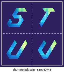 colorful polygonal font graphic element for various use