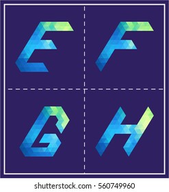 colorful polygonal font graphic element for various use