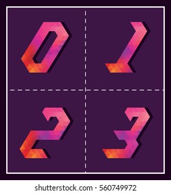 colorful polygonal font graphic element for various use