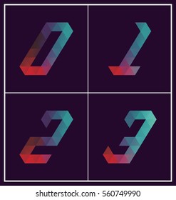 colorful polygonal font graphic element for various use