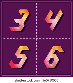 colorful polygonal font graphic element for various use