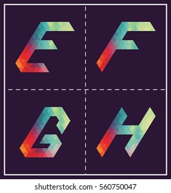 colorful polygonal font graphic element for various use