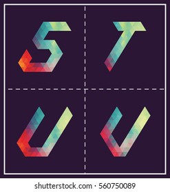 colorful polygonal font graphic element for various use