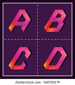 colorful polygonal font graphic element for various use
