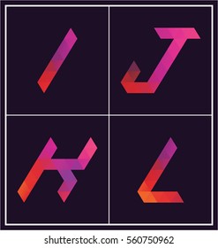 colorful polygonal font graphic element for various use