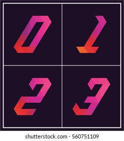 colorful polygonal font graphic element for various use