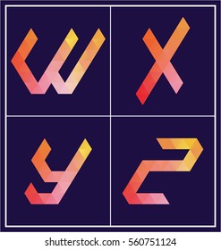 colorful polygonal font graphic element for various use
