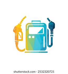 Colorful Polygonal Gas Pump and Nozzle Illustration