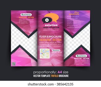 Colorful Polygonal Geometric Elements Style Business Tri-Fold Brochure Template. Corporate Leaflet, Cover Design