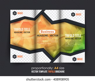 Colorful Polygonal Geometric Elements Style Business Tri-Fold Brochure Design. Corporate Leaflet, Cover Template