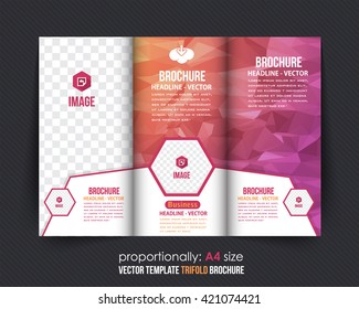 Colorful Polygonal Geometric Elements Style Business Tri-Fold Brochure Template. Corporate Leaflet, Cover Design