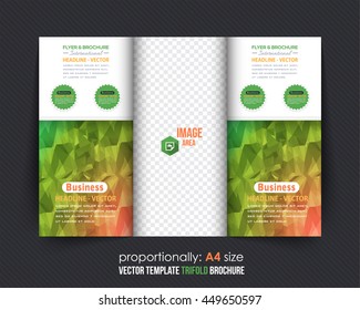 Colorful Polygonal Geometric Elements Style Business Tri-Fold Brochure Design. Corporate Leaflet, Cover Template