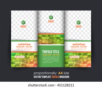 Colorful Polygonal Geometric Elements Style Business Tri-Fold Brochure Design. Corporate Leaflet, Cover Template