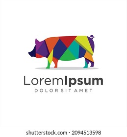 Colorful Polygonal geometric style pig Logo Suitable For Company Logos Business Media Games Personal Needs And Others. Hog boar logo vector template illustration
