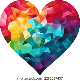 Colorful polygonal heart on white background. Vector illustration