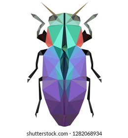 Colorful polygonal illustration of a violet bug, beetle, insect