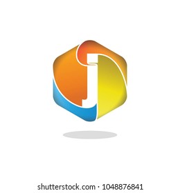 Colorful polygonal J logo, vector logo template