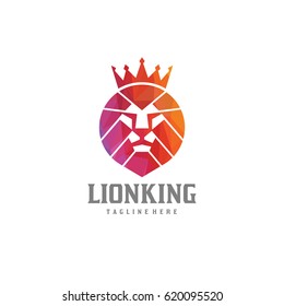 Colorful Polygonal Lion King Logo. Abstract Lion Head Vector