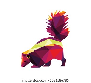 Colorful polygonal logo of Skunk. Skunk animal in Colorful Low poly vector illustration. vector illustration of skunk for kids animal book