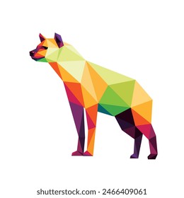 Colorful Polygonal Low Poly of Hyena Animal. Wild Hyena in Colorful Abstract Vector. Colorful Illustration Logo of Wild Hyena