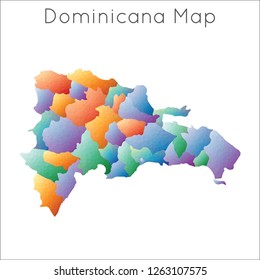 Colorful polygonal map of the Dominican Republic.  Geometric design, perfect for presentations or travel brochures.