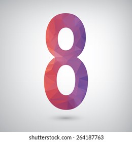 Colorful polygonal number 8 graphics, eps 10