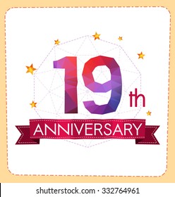 colorful polygonal number anniversary logo