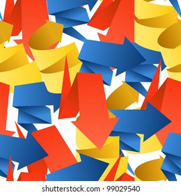 Colorful polygonal origami arrows seamless background