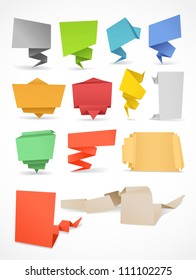 Colorful polygonal origami banners set. Place your text here