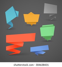 Colorful polygonal origami banners set. Place your text here