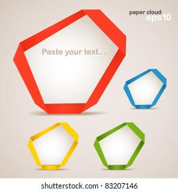 Colorful polygonal origami clouds. Place your text here