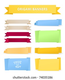 Colorful polygonal origami ribbons. Place your text here