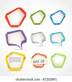 Colorful polygonal origami speech clouds. Place your text here