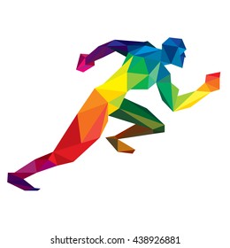 Colorful polygonal running man