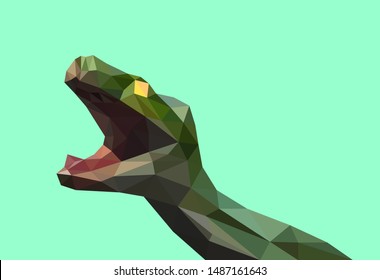 Colorful polygonal style design of green snake