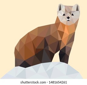 Colorful polygonal style design of marten