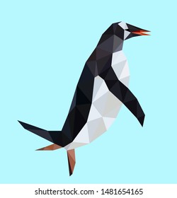 Colorful polygonal style design of penguin