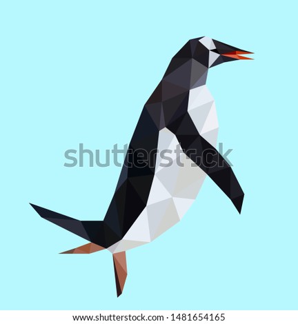 Colorful polygonal style design of penguin