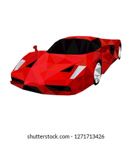 Colorful polygonal style design of red sport car