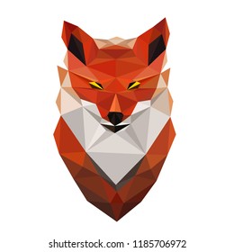 Colorful polygonal style design of wild red fox