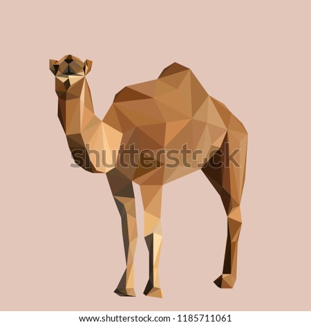 Colorful polygonal style design of wild camel in yellow colors