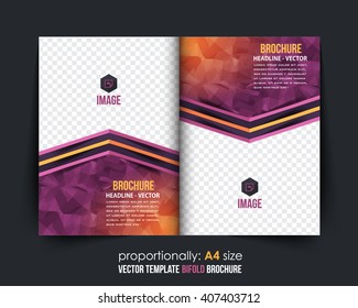 Colorful Polygonal Style Square Bi-Fold. Corporate Leaflet, Cover, Brochure Design