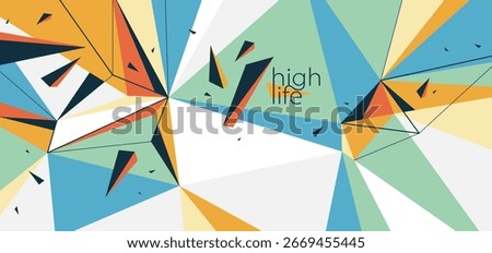 Colorful polygonal vector abstract background, 3D low poly surface with elements in motion, dynamic surface geometric abstraction.