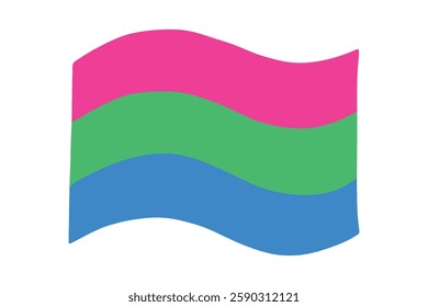 Colorful Polysexual pride flag Happy pride day LGBTQ community Pride Month Vector hand drawn doodle for posters, stickers, logo, cards