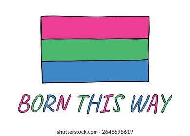Bandeira de orgulho polissexual colorida Feliz dia do orgulho LGBTQ comunidade Orgulho mês Vetor mão desenhado rabiscar para cartazes, adesivos, logotipo, cartões