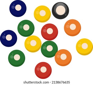 Colorful pool balls, illustration, vector on a white background.