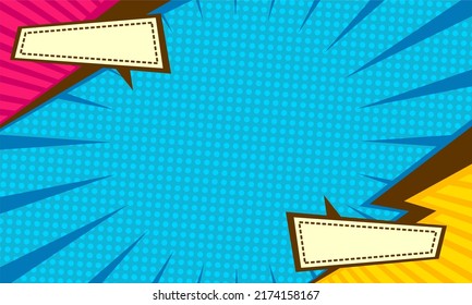 colorful pop art background with blank dialog box illustration