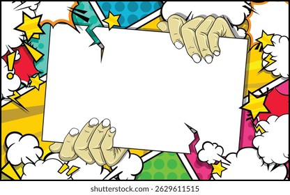 Colorful pop art comic background with empty space in the middle, vector, eps 10, editable.