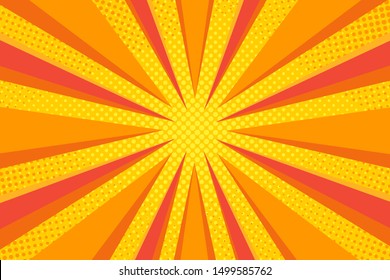 Colorful Pop art comic book Cartoon Sunlight Background Retro Halftone colored background with stripes