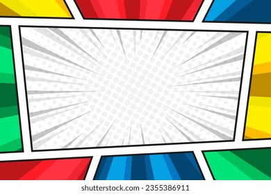 Colorful pop art comic book page background template